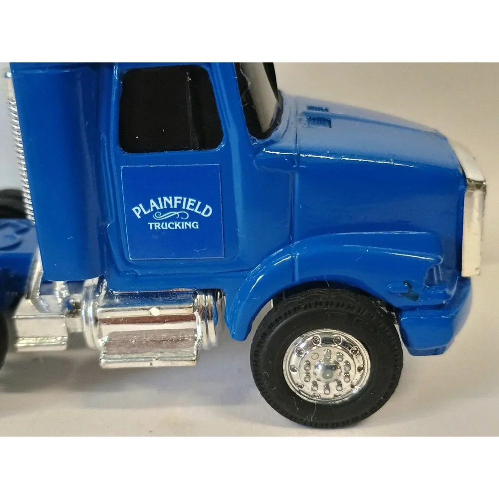 Vtg Ertl Blue Volvo Semi Truck Plainfield Trucking Lowboy Trailer Diecast